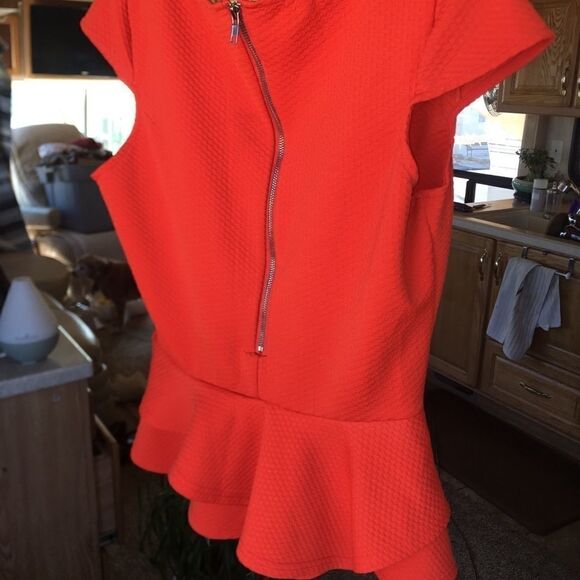 ARDEN B Orange Peplum Knit Top - Picture 4 of 6